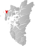 Mapa do condado de Rogaland com Haugesund em destaque.