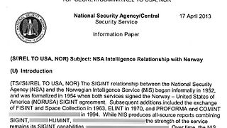 NSA's relationship with Norway's NIS