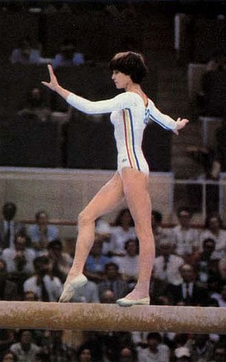 Nadia Comaneci on balance beam at the 1980 Summer Olympics Nadia Comaneci Moscow1980c.jpg