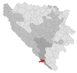Lage der Gemeinde Neum in Bosnien und Herzegowina (anklickbare Karte)