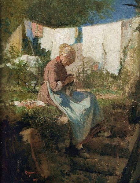 File:Nicolae Grigorescu - Old Woman Darning.jpg