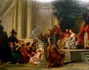 Alceste vient, avec ses Enfans, implorer Apollon dans son Temple, pour la santé d’Admete son époux, Salon de 1777[12]