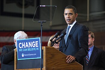 English: Obama speaks at American University.