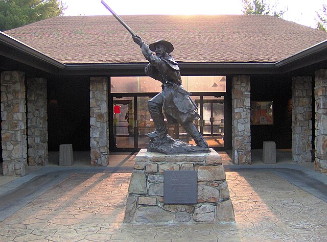 The Overmountain Man statue, by Jon-Mark Estep, at Sycamore Shoals State Historic Park, in Elizabethton, Tennessee