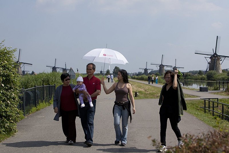 File:Overzicht molens aan de Kinderdijk met toeristen - Kinderdijk - 20536231 - RCE.jpg