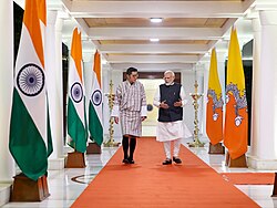 PM meets His Majesty the King of Bhutan, Mr. Jigme Khesar Namgyel Wangchuck on his arrival, at 7, Lok Kalyan Marg, in New Delhi on November 06, 2023.jpg