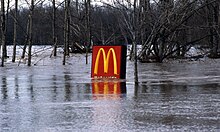 A McDonald's sign submerged in floodwater in Oregon. Pacific Northwest Flood of 1996 (24822181235).jpg