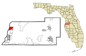 Pasco County Florida Incorporated and Unincorporated areas Hudson Highlighted.svg