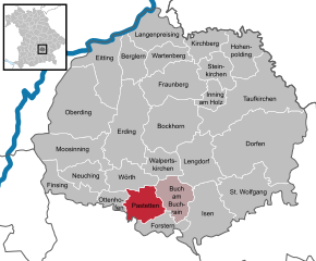 Poziția Pastetten pe harta districtului Erding
