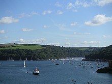 Penleath Point and Fowey Harbour, with Pont Pill upper right