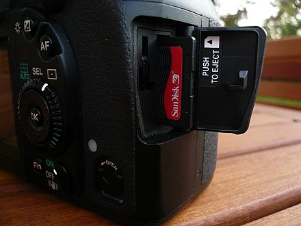 Memory card in a digital SLR camera