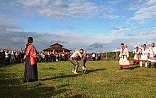 Ritual fights during festival celebrations in Russia Perun Day 2017 in Krasotinka, Kaluga (0).jpg