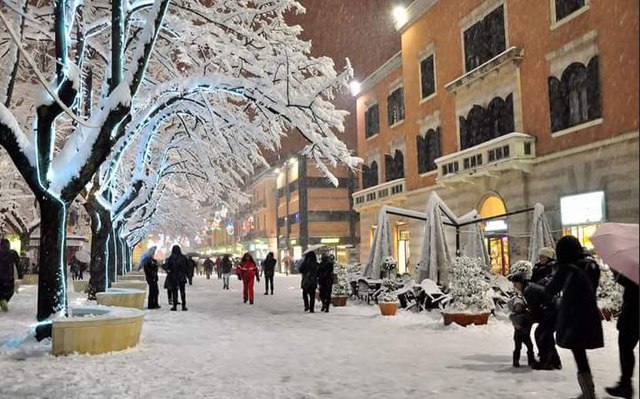 Piazza XI Settembre in the snow