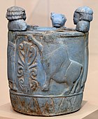 Pyxis made out of "Egyptian blue". Imported to Italy from northern Syria. Produced 750-700 BC., Altes Museum