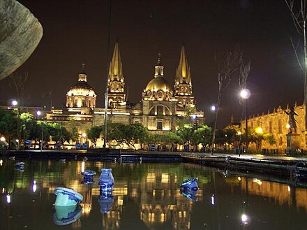 Plaza de liberación and the Cathedral, Guadalajara