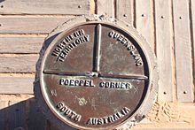 Poeppel Corner Marker Poeppel Corner Marker, South Australia, Northern Territories, Queensland.jpg