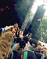 Ted Poley works up the crowd at Sweden Rock