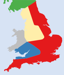 A colour-coded map showing the political factions in Britain in 1153