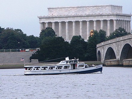 The Potomac running next to the Lincoln Memorial and under the Arlington Memorial Bridge.