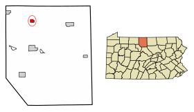 Potter County Pennsylvania Incorporated and Unincorporated areas Oswayo Highlighted.svg