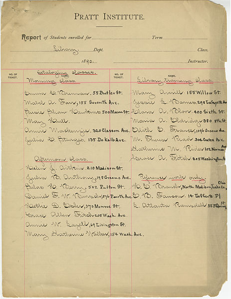 File:Pratt Institute - Report of students enrolled for Library Department for 1890.jpg