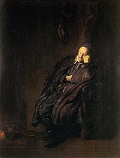 Ռեմբրանդ վան Ռեյն Կրակի մոտ քնած ծերունին, 1629, 52 x 41 սմ