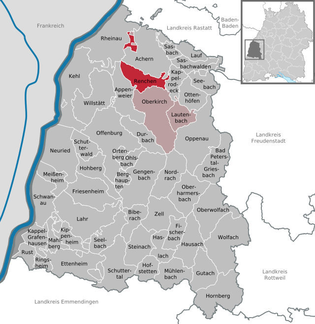 Elhelyezkedése Baden-Württemberg térképén