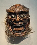 Máscara ritual del periodo EDO en Japón representando un demonio