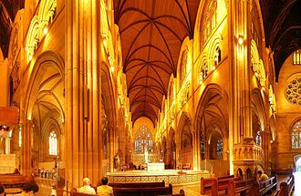 St. Mary's Cathedral, Sydney, Australia, the Pope's residence during World Youth Day 2008. SaintMarys CathedralSydney.jpg