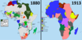 Partage de l'Afrique, comparaison 1880 - 1943