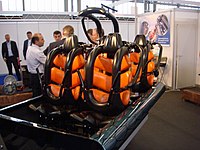 A Kumbak car from the Sea Viper on display at the 2009 IAAPA Expo. Sea Viper train at IAAPA 2009.jpg