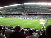 Aリーグ2009-10におけるシドニーFC v ノースクイーンズランド・フューリーの試合の様子
