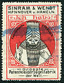 Sinram & Wendt, Hannover u. Hameln, Ich hab's, Fabrikmarke ges. gesch., Grösste Patentkleiderbügelfabrik der Welt, Reklamemarke, poster stamp, cinderella, um 1900.jpg