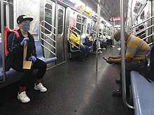 Social distancing on the New York City Subway, May 2020 Social Distancing New York City Subway.jpg