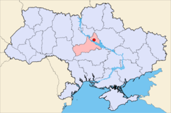 Map of Ukraine with Zolotonosha highlighted.