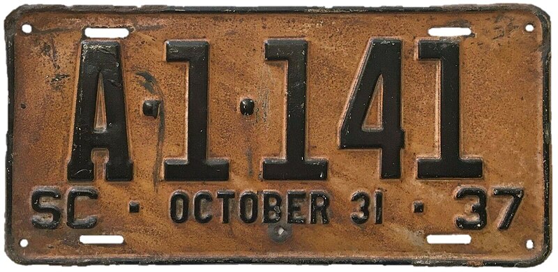 File:South Carolina 1937 License Plate.jpg