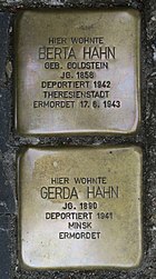 Stolpersteine für Berta und Gerda Hahn