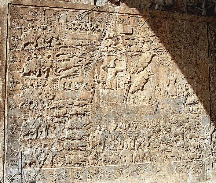 File:Taq-e Bostan - Low-relief the boar hunt.jpg