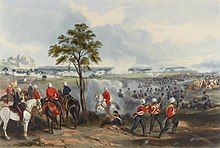 The Battle of Goojerat on 21 February 1849. Coloured aquatint by J. Harris after H. Martens, published by Rudolph Ackermann, 29 July 1850. The Battle of Goojerat on 21 February 1849.jpg