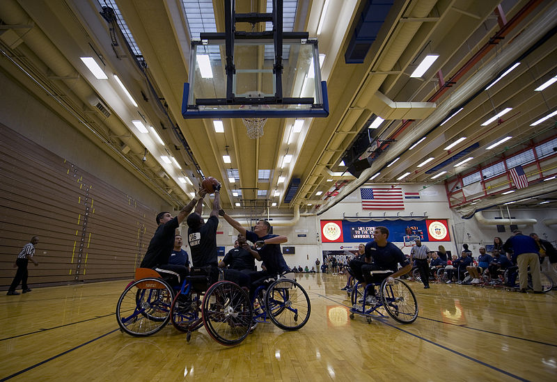 File:The U.S. Army team defeats the Navy team 15-10 in their preliminary wheelchair basketball game at the inaugural Warrior Games at the U.S. Olympic Training Center in Colorado Springs, Colo., on May 11, 2010 100511-N-PC102-318.jpg