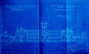 Pré-projet (1913) de Toma T. Socolescu pour les Halles Centrales de Ploiești, un style très éloigné de la version définitive retenue vers 1929.