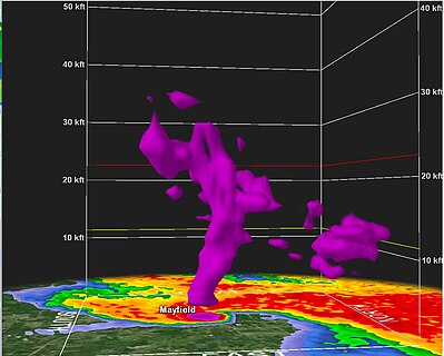 Radar depiction of tornadic debris