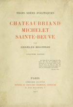 Vignette pour Trois idées politiques&#160;: Chateaubriand, Michelet, Sainte-Beuve