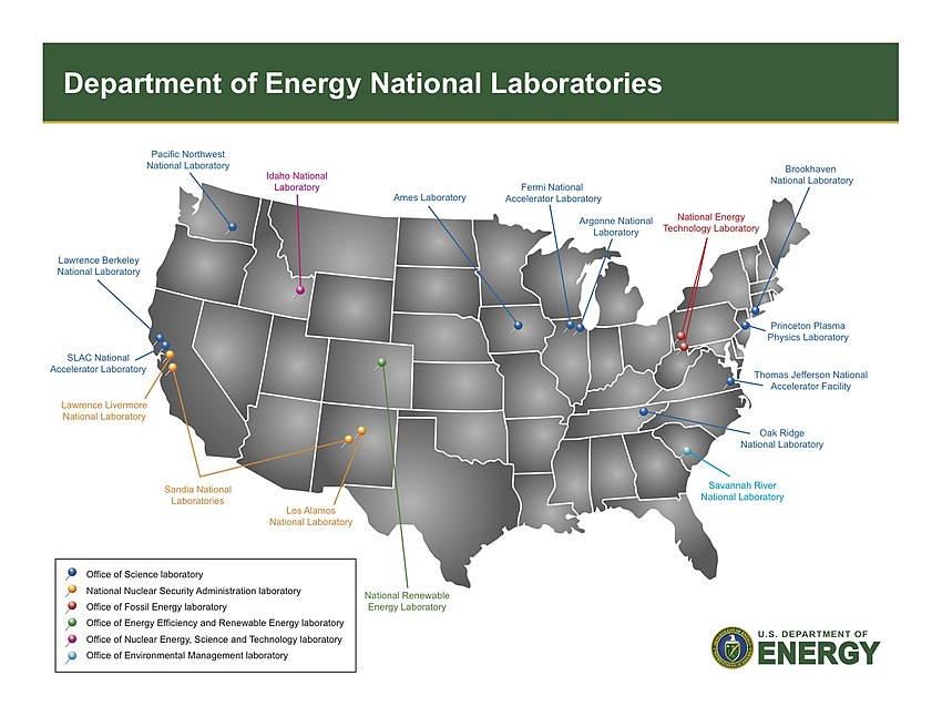 Les 13 principaux laboratoies nationaux du DoE en 2010.