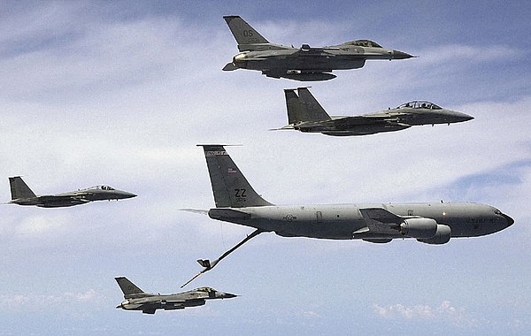 Four fighters and a KC-135 of the USAF