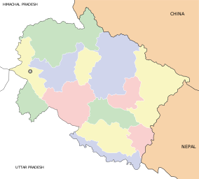 Bản đồ hiển thị vị trí của Vườn quốc gia Nanda Devi