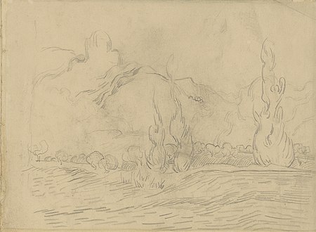 Vincent van Gogh - Landscape with Cypresses F1541r JH 1730.jpg