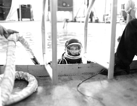 On November 14, 1967, Wernher von Braun (pictured) took a dive in a space suit.  While underwater, he reviewed the S-IVB Aft Dome hardware and installed penetration seals.  The next day, astronauts Gordon Cooper, Jack Lousma, and Bruce McCandless performed the same task in scuba gear.  When informed of this, von Braun commented, "Misleading!  With scuba gear it is a cinch.  The pressurized suit is what makes it difficult!"[3]: 1967-11 p. 72 
