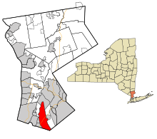 Westchester County New York incorporated and unincorporated areas New Rochelle highlighted.svg