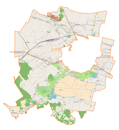 Mapa konturowa gminy wiejskiej Zamość, u góry po prawej znajduje się punkt z opisem „Zamość Północny”